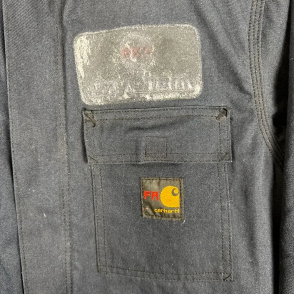 VTG Carhartt FR Quilted Liner Flame Resistant Heavy Duty Canvas Jacket Medium - Picture 3 of 11